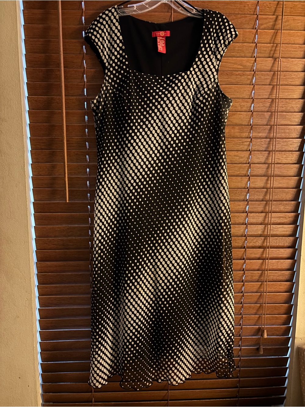 Signature by Sangria Vintage Black and White Polka Dot Midi Dress